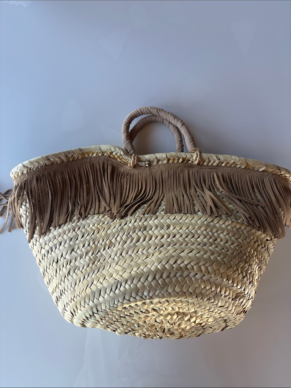 Johnny Was Woven Straw Fringe Tote Bag - Natural